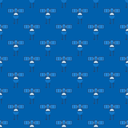 Satellite with Arrows vector Global Internet concept blue seamless patternのイラスト素材