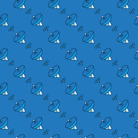 Satellite and Parabolic Antenna Dish vector concept blue seamless patternのイラスト素材