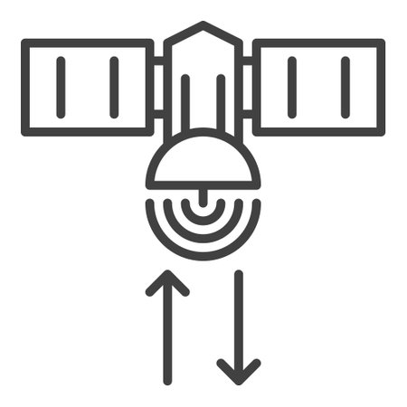 Satellite with Arrows vector concept thin line icon or symbolのイラスト素材