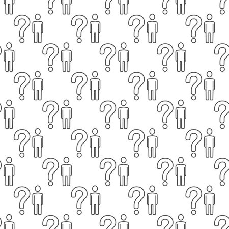 Man with Question Mark vector concept seamless pattern in outline styleのイラスト素材