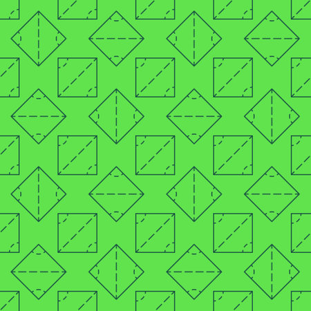 Square Figure thin line green seamless pattern - Geometry Science concept vector backgroundのイラスト素材