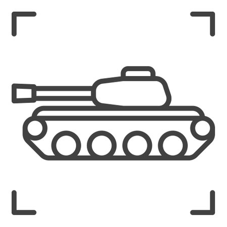 Military Tank vector concept icon or sign in thin line styleのイラスト素材