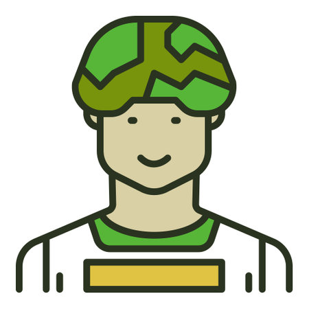 Soldier in a Helmet vector Hero concept colored icon or logo elementのイラスト素材