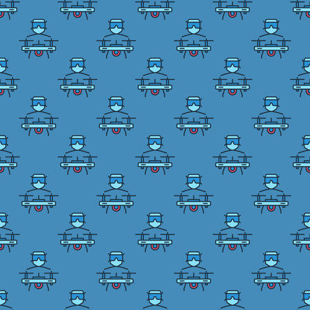 FPV Drone with Man vector concept colored seamless patternのイラスト素材