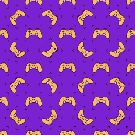 Red Video Game Controller vector Wireless Gamepad concept creative seamless patternのイラスト素材