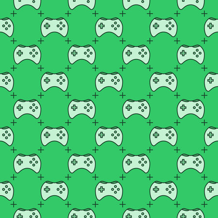 Videogame Controller vector Wireless Console Joypad concept green seamless pattern