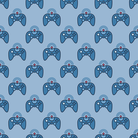 Wireless Videogame Controller vector Gamepad concept colored seamless pattern