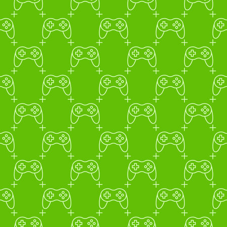 Gamepad for PC vector Wireless Game Controller concept green seamless pattern in thin line styleのイラスト素材