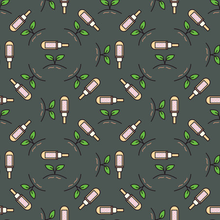 Grow Light Led Bulb vector concept colored seamless patternのイラスト素材