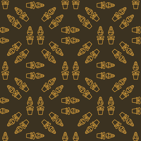 Grow Light Bulbs with Plants vector Phyto Lightbulbs concept linear seamless pattern
