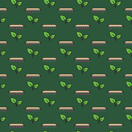 Plants under Grow Light thin line seamless pattern. Indoor Plant Growing vector concept colored backgroundのイラスト素材