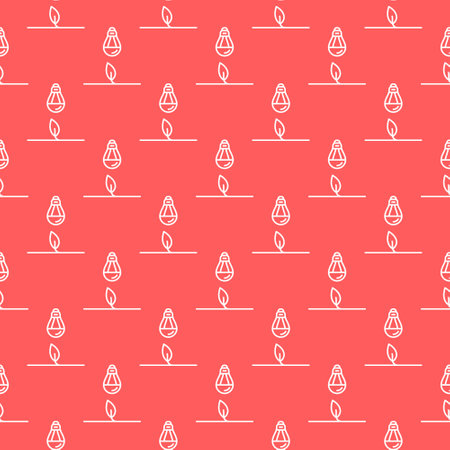 Led Grow Light Bulb vector Agro Equipment concept red seamless pattern in outline styleのイラスト素材