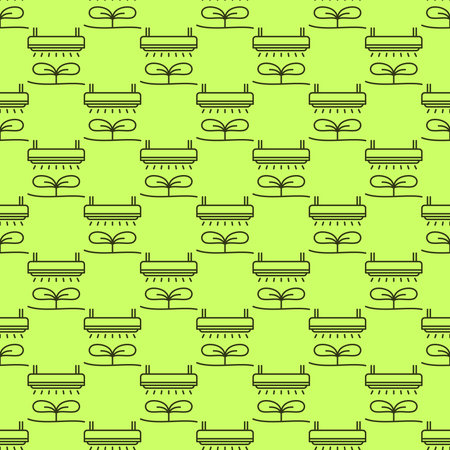 Phytolamp with Plant vector Grow Light concept outline seamless patternのイラスト素材