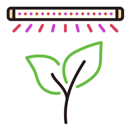 Plant under Phyto Lamp vector Grow Light and Gardening concept colored icon or signのイラスト素材