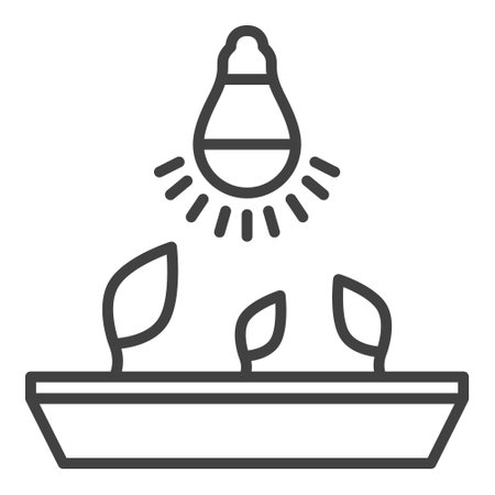 LED Phyto Lamp Bulb vector concept thin line icon or symbolのイラスト素材