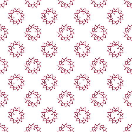 Smiling Flower vector concept linear seamless patternのイラスト素材