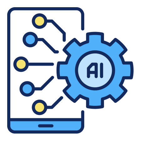 AI Smartphone with Gear vector Artificial Intelligence Settings concept colored icon or design elementのイラスト素材