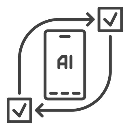 AI Technology in Smartphone vector Artificial Intelligence concept thin line icon or design elementのイラスト素材
