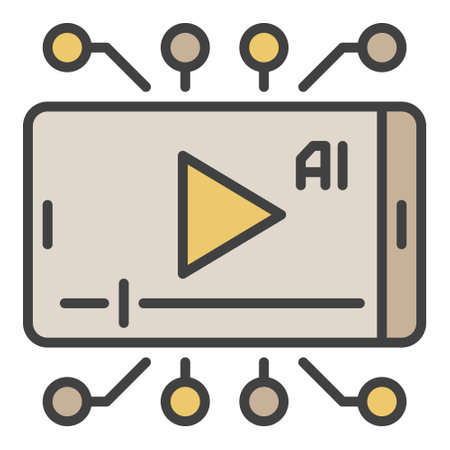 Smartphone Screen with AI Video vector Artificial Intelligence phone concept colored icon or signのイラスト素材