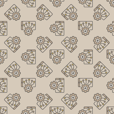 Smartphone AI Settings vector Gear with Phone concept colored seamless patternのイラスト素材