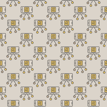 AI and Smartphone vector Phone with Artificial Intelligence concept colored seamless patternのイラスト素材