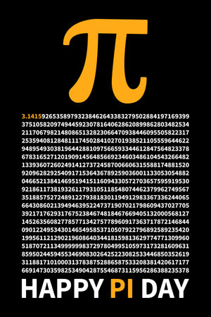 Greek Symbol and Irrational Number - Happy PI Day vertical banner. Mathematics concept vector illustration on dark backgroundのイラスト素材