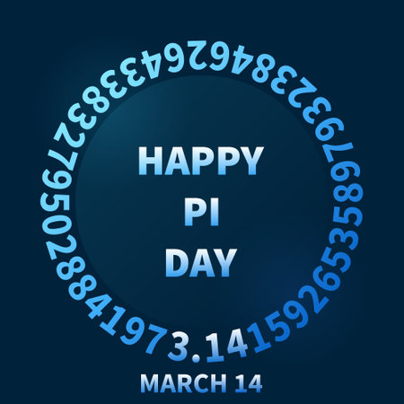 March 14 Happy PI Day round background - Pi Numbers circle shaped concept vector modern illustrationのイラスト素材