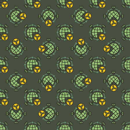 Nuclear Weapons in Space and Satellites vector concept colored seamless patternのイラスト素材