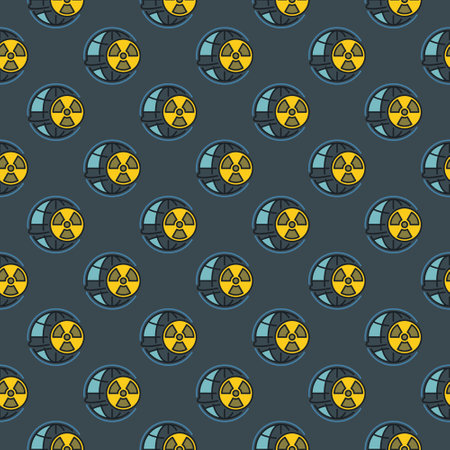 Earth Globe with Radiation sign - vector concept colored seamless patternのイラスト素材