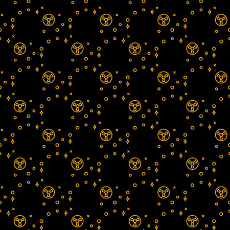 Nuclear Weapon in Space vector Radiation concept seamless pattern in thin line styleのイラスト素材