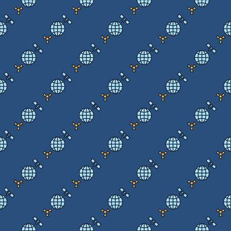 Space Based Nukes with Earth and Satellite vector concept colored seamless patternのイラスト素材