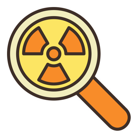 Magnifier and Radiation sign vector concept colored icon or symbolのイラスト素材