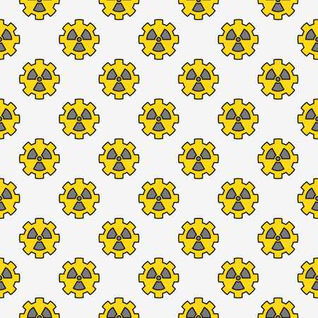 Radiation Gear vector Radioactive Zone concept colored seamless patternのイラスト素材