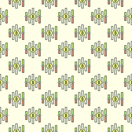 Cryptocurrency Graph vector Bitcoin Crypto Trading concept colored seamless patternのイラスト素材