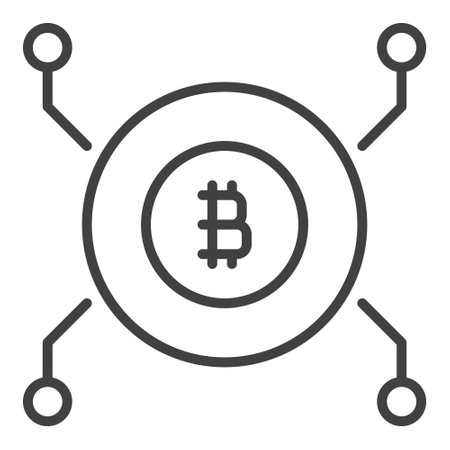 Circle with Bitcoin sign vector Crypto Currency concept linear icon or logo elementのイラスト素材