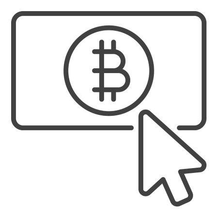 Mouse click on Bitcoin button vector Crypto Currency concept icon or sign in thin line styleのイラスト素材