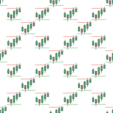 Japanese Candlestick Charts vector Cryptocurrency Technical Analysis concept colored seamless patternのイラスト素材