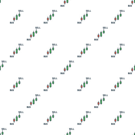 Buy Sell Candlestick Chart vector Trading concept colored seamless patternのイラスト素材