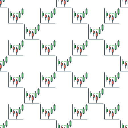 Stock and cryptocurrency charts vector concept colored seamless patternのイラスト素材