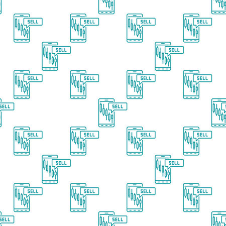 Smartphone with Candlestick Chart vector price movements concept seamless pattern in outline styleのイラスト素材