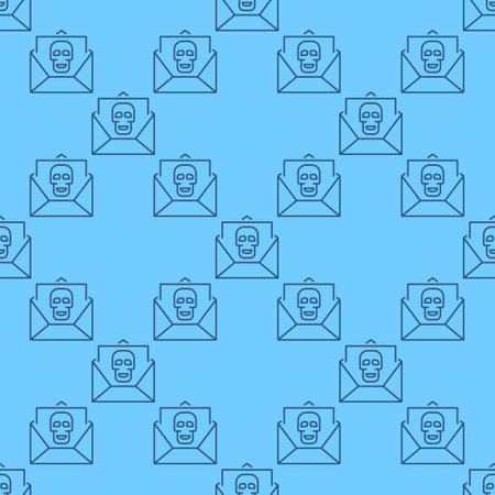 Message with Computer Virus vector Spam concept thin line seamless patternのイラスト素材