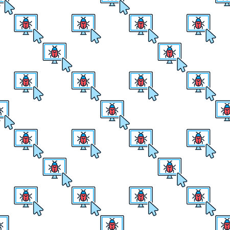 Mouse Cursor on Computer Virus vector concept colored seamless patternのイラスト素材