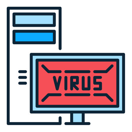 Desktop PC and Virus vector Viruses concept colored icon or signのイラスト素材