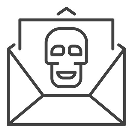 Message with Computer Virus vector Spam concept thin line icon or symbolのイラスト素材