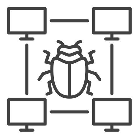 Vector PC Bug concept minimal icon or sign in thin line styleのイラスト素材