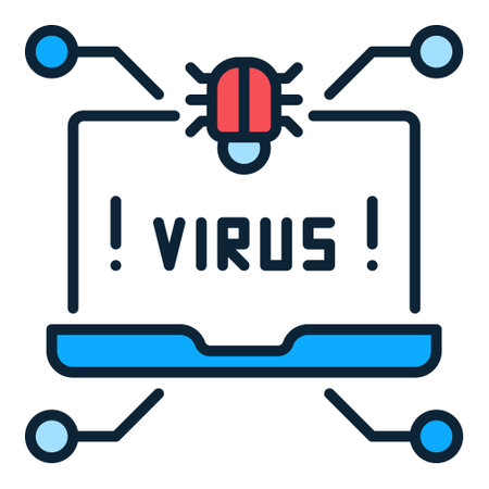 Virus on Laptop Screen vector Computer Virus concept colored icon or symbolのイラスト素材