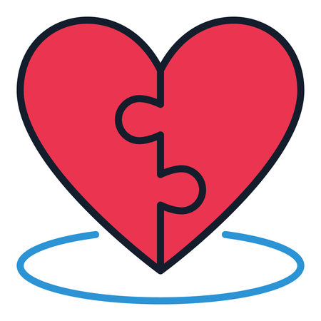 Jigsaw Puzzle Red Heart vector concept colored icon or logo elementのイラスト素材