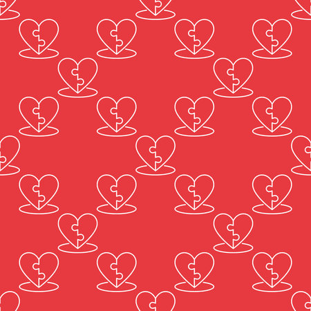 Jigsaw Puzzle Heart vector concept linear seamless patternのイラスト素材