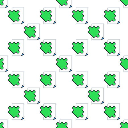 Paper and Green Puzzle vector Jigsaw Puzzles concept colored seamless patternのイラスト素材