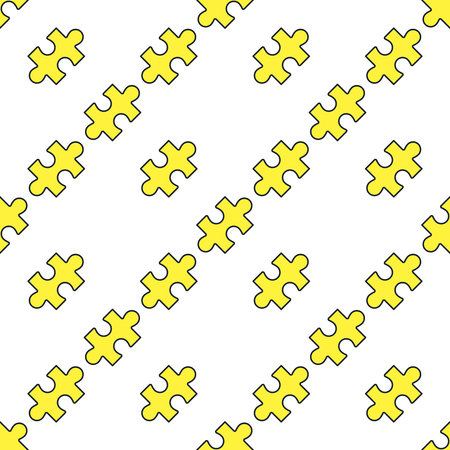 Yellow Jigsaw Puzzle Element vector concept minimal colored seamless patternのイラスト素材